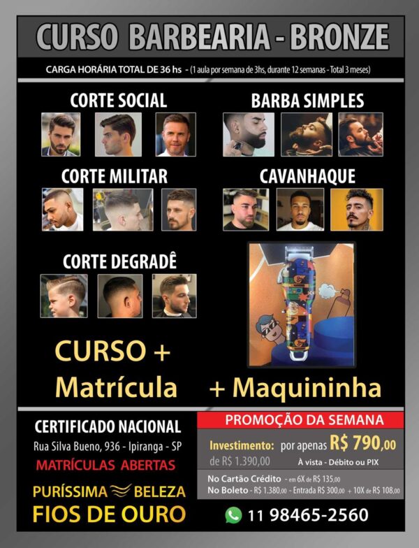 Curso Barbearia Bronze + Máquininha